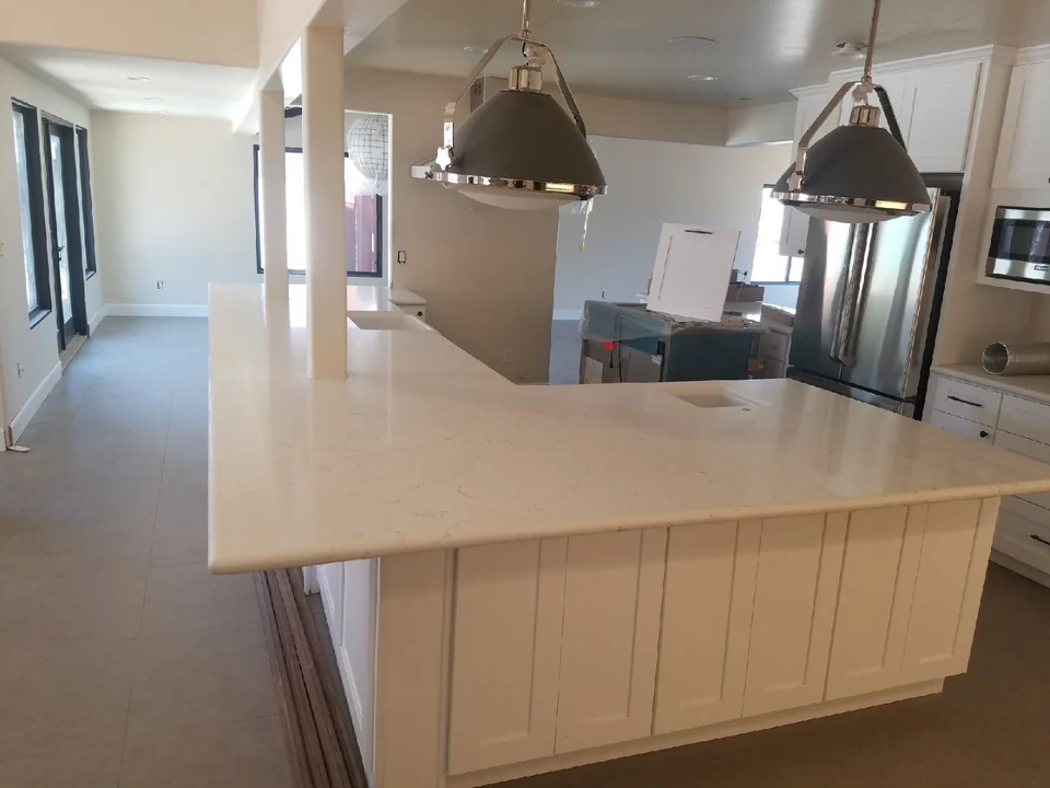 L-shaped kitchen island countertop installed in San Diego